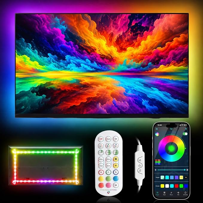 Daymeet LED Lights for TV, Led Backlight TV Lights RGB Led TV Lights USB Led Strip Lights for TV Led Lights Sync with Music Bluetooth APP Control Led Lights (Dreamcolor, 19.68FT for 55"-85" TV) by DAYMEET