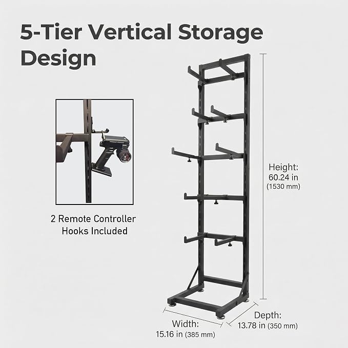 5-Tier RC Car Stand, Adjustable Metal Storage Rack, Assembly Required - Image 3