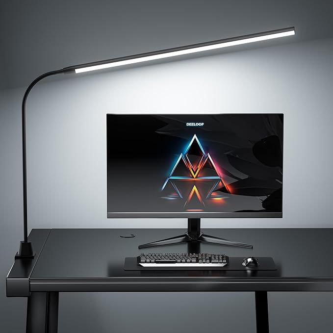 deeloop 20" Ultra Long LED Desk Lamp, 950LM Clamp Light, Wide Workspace by deeloopLEDlight