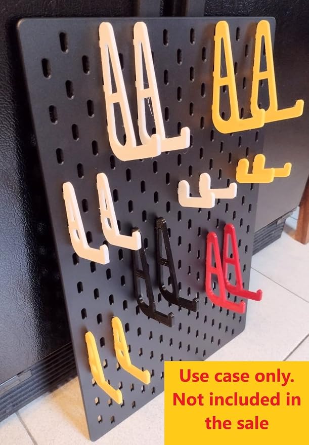 Replacement pair of mounting pegs compatible with IKEA SKADIS PEGBOARD - various colors and models - new 3d printed parts (Yellow, 3 Hooks) - Image 3
