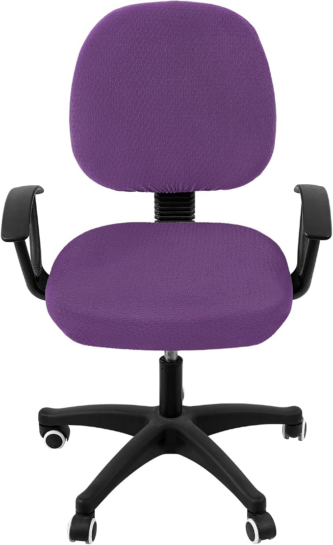 Smiry Office Computer Chair Covers for Desk Rotating Chair Protector | Stretch Jacquard Removable Washable Universal Slipcovers, Seat + Backrest Cover, Purple - Image 2