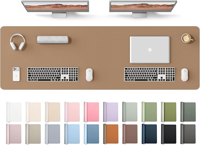 YSAGi Leather Desk Protector, Office Mat, Large Mouse Mat, Non-Slip PU Leather Blotter, Laptop Desk Mat, Waterproof Writing Pad for Office and Home(Khaki, 63" x 17.2") by YSAGi