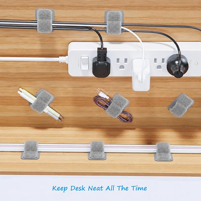 Under-Desk Cable Management Kit: 20 Adhesive & 100 Zip Ties (Grey) - Image 3