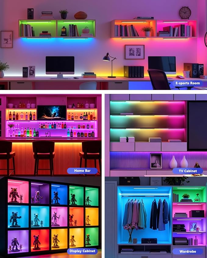 Motion Sensor Under Cabinet Lighting, RGB Light Bar with Remote,4Pack - Image 5