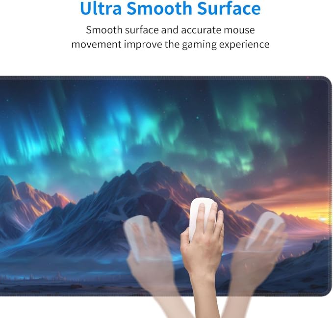 Gaming Mouse Pad Desk Pad,Extended Big Mouse Pad,31.5x11.8 Inch Long Computer Keyboard Mouse Mat Mousepad with 3mm Non-Slip Base and Stitched Edge for Gaming and Office… (Aurora) - Image 5