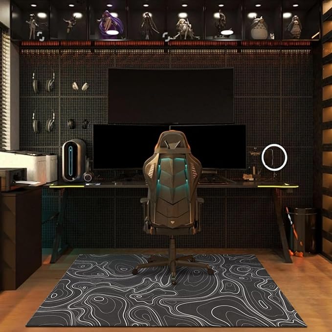 Gaming Chair Mat for Carpet Hardwood Tile Floor,36"x48" Gaming Rug for Gaming Room, Under Desk Non Slip Gamer Rug,Low-Pile Game Room Rug,Rubber Backing Large Gaming Chair Floor Mat,Topographic Contour - Image 5