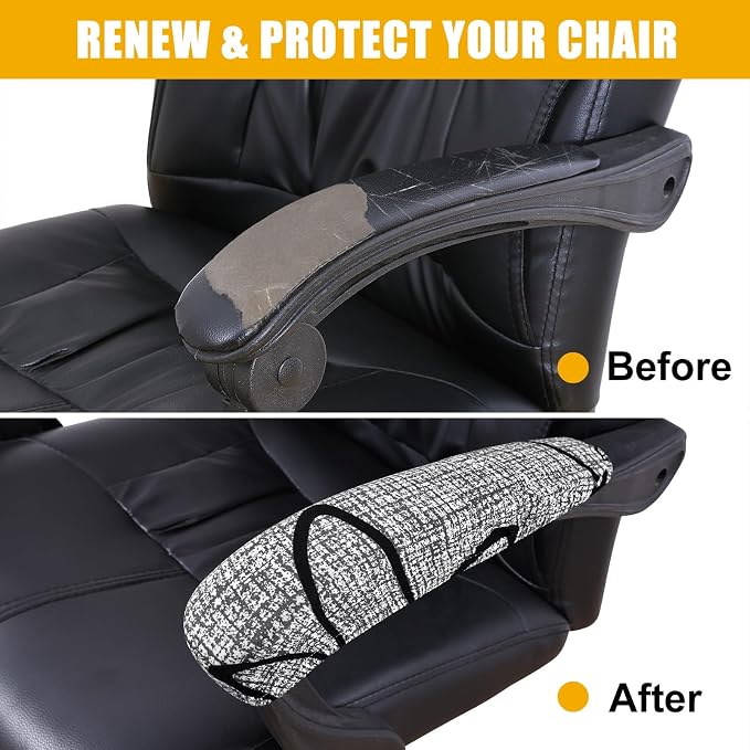 Smiry Stretch Printed Office Chair Armrest Covers, 2 Pcs, Grey and Black | Soft Fit Removable Washable Computer Desk Chair Arm Covers Protector - Image 5