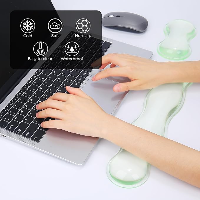 Gel Wrist Rest for Keyboard and Mouse, Wrist Rest for Keyboard, Mouse Wrist Support, Pain Relief, Cool Touch, Non-Skid, Mouse Wrist pad - Image 2