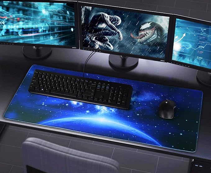 Extended Large Mouse Pad, Gaming Mouse Pad with Nonslip Base (31.5X15.7In) Heavy/Thick, Comfy, Waterproof Computer Keyboard Pad Mat for Esports Pros/Gamer/Desktop/Office/Home-Blue - Image 7