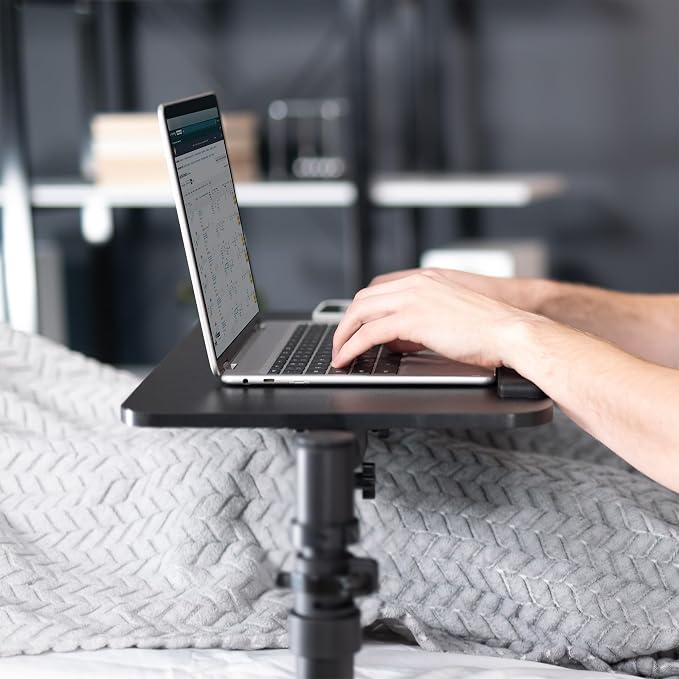 Height Adjustable Under Mattress 20 inch Bedside Desk, Works with Lofts and Beds Without Frames, Tilting Desktop, Fits Laptops, Books, and More, Black - Image 7