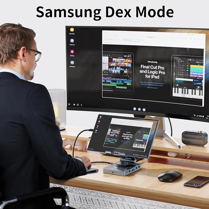 360° Rotating USB C Docking Station for iPad Pro, Tablet, Samsung, Steam Deck, ROG Ally, Legion Go, Msi Claw, etc, 11-in-1 with SD TF 4.0 Reader, 4K@60Hz HDMI, RJ45, Audio, USB A, USB C - Image 9