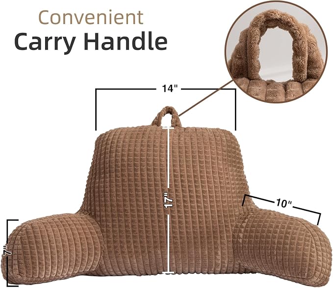 A Nice Night Khaki 17" Bed Wedge Pillows with Arms for Sitting - Image 2