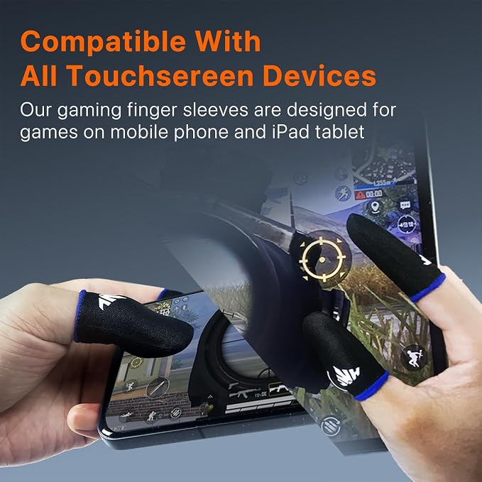 8 Pack Mobile Phone Gaming Thumb Sleeve,JWH Finger Cots for PUBG Mobile Gaming Glove,Blue Edge,0.3mm Superconducting Nanofibers, Anti-Skid,Extremely Thin,Dedales Gamer profesionales guantes para - Image 9