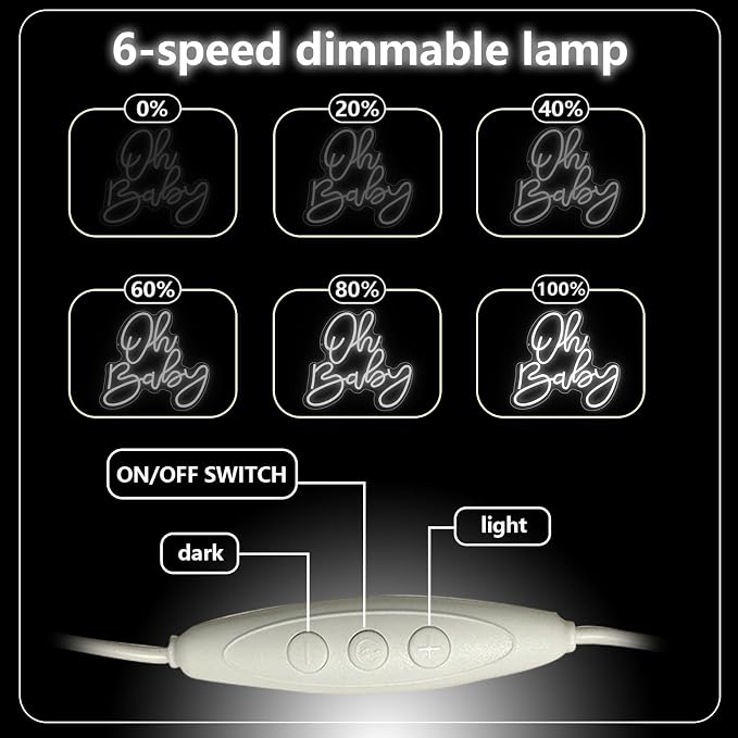 Oh Baby Neon Sign, Baby Shower LED Neon Light Signs for Backdrop Party Wall Decor Bedroom Light Up Sign for Gender Reveal Birthday Party Decorations Gift White Dimmable USB Powered(14.2"*12.9") - Image 4