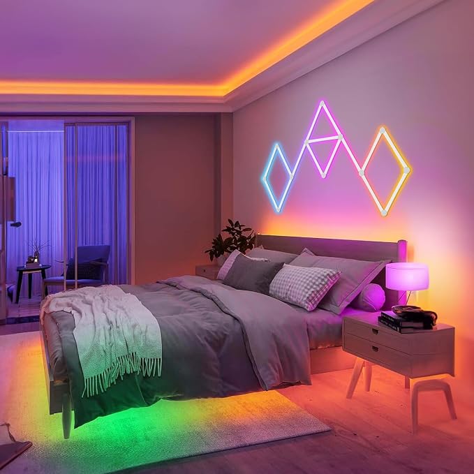 Smart Wall Light Lines, WiFi RGB LED Light Bars, 16M+ Color Dimmable Music Sync DIY Home Decor Light Bars for Gaming Party Streaming Lovers, Work with Alexa & Google Assistant (6 Lines,White) - Image 9