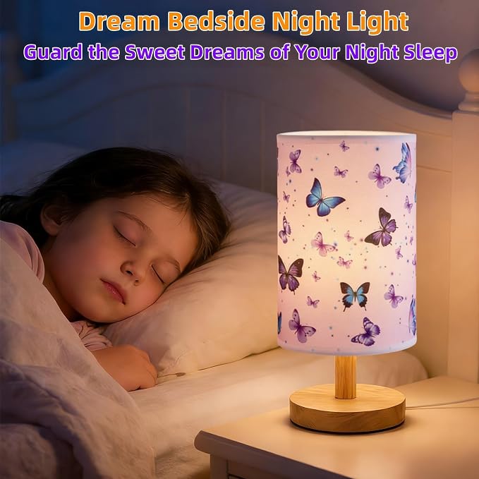 Butterfly Lamp,LED Kids Table Lamp for Bedroom Decor Girls Bedside Lamps - Image 3