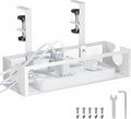 YECAYE No-Drill Metal Under Desk Cable Management Tray, Power Strip & Cable Organizer for Home Office,Under Desk Storage,Organizer Tray,White by Yecaye