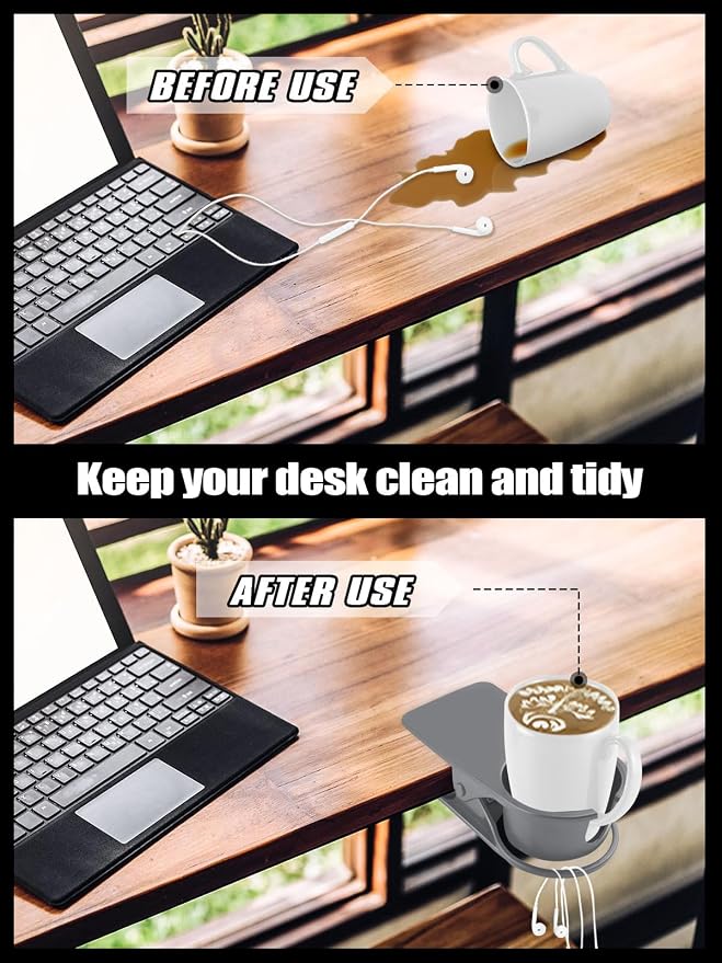 2PCS Clip on Drink Holder for Beach Chair, Desk Cup Holder with Groove - Image 4