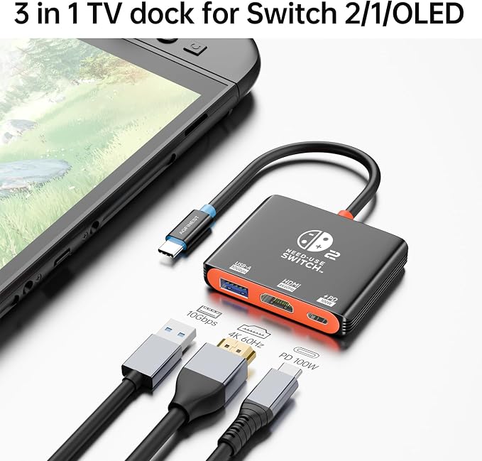 Portable Handheld Gaming Dock USB C Dock with 4K@60Hz HDMI Adapter - Image 3