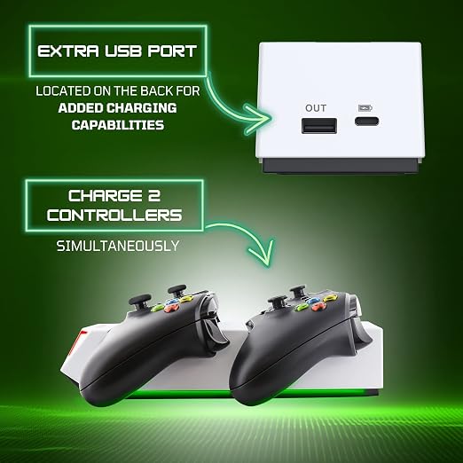 Nyko Charging Station for Xbox Series XS & Charge Base for 2 Controllers w/LED Indicators and Extra USB Port -Controller Charge Stand w/Rechargeable Batteries - Accessories - Image 5