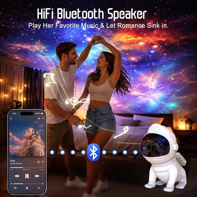 Upgraded Planetarium Projector with White Noise & Bluetooth Speaker, Astronaut Space Light Galaxy Projector for Bedroom, Ceiling Star Night Lights for Kid Adult Mood Lighting with Timer, Bedroom Decor - Image 3