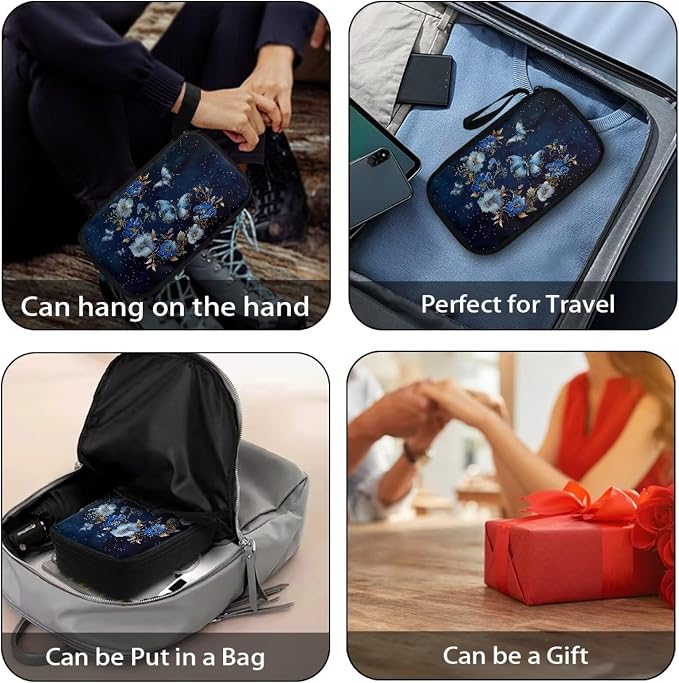 Floral Moon Butterfly Print Electronics Organizer, Travel Cable Organizer Bag, Portable Cord & Charger Storage, Compact Tech Bag & Case - Image 6