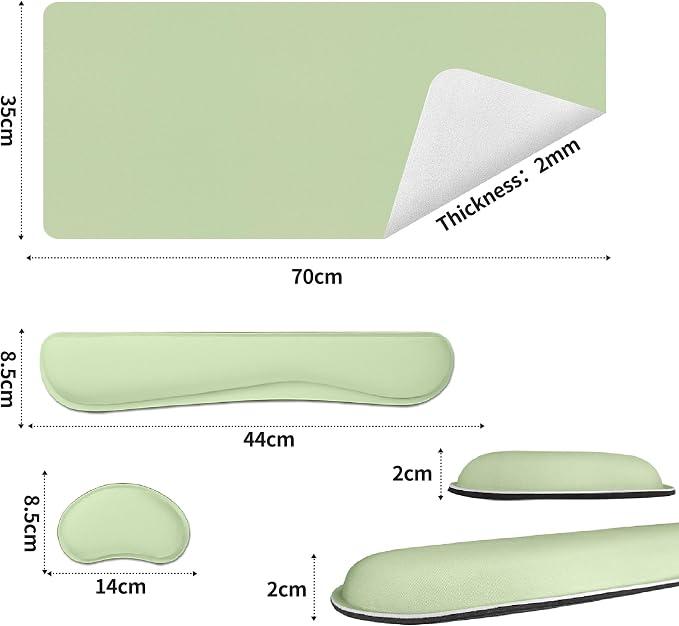 Bloss Leather Desk Pad and Keyboard Wrist Rest, Large Mouse Pad + Keyboard and Mouse Wrist Support, Non-Slip Desk Mat Protector for Office, Home(27.6" x 13.8", Green) - Image 5