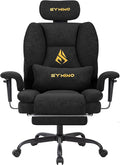 Symino Gaming Chair with Foot Rest, Unique Up/Down Armrests, PU Leather Ergonomic High Back Chair, 150° Recline Solid Color Computer Desk Chair, Black by Unknown