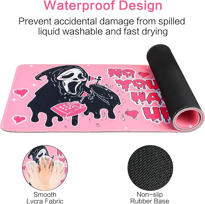 Large Gaming Mouse Pad 31.5 x 11.8in Desk Mat for Office Mousepad Anti-Skid Rubber Base Soft Comfortable and Durable Desk Pad (Pink) - Image 5