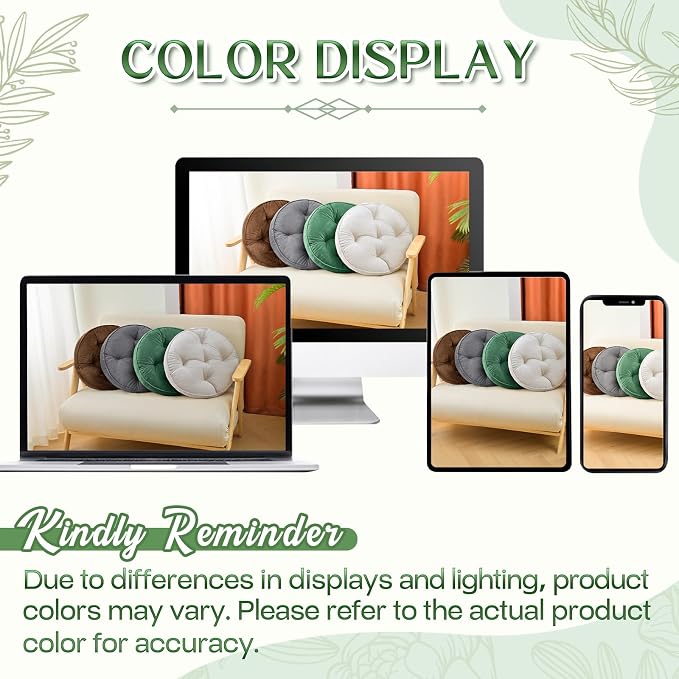 1 MIDDLE ONE Floor Pillow Set of 2, Memory Foam Meditation Cushion, Floor Cushions for Adults Sitting, Large Round Seat Cushions for Yoga, Living Room, 20x20 Inch (Round | Green) - Image 7
