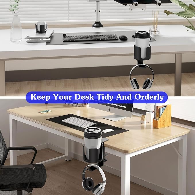 Deeper Desk Cup Holder Clip On Clamp with Buckle Hook for Office - Image 2