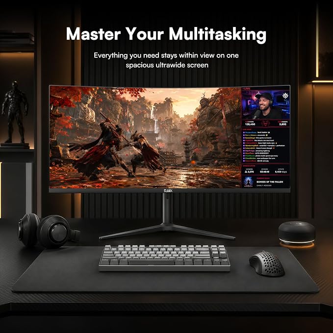 34 Inch Ultrawide Curved Gaming Monitor, 180Hz, Height Adjustable | WQHD 3440x1440, 1500R, 4000:1, 127% sRGB, FreeSync, 16.7M, Curvature & 178° Viewing Angle, Base for Computer, Business - Image 7