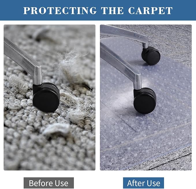 Tydle Chair Mat for Carpet, 60" x 46" Chair Mat for Carpeted Floors, Non-Slip Computer Under Desk Plastic Floor Mat for Work Gaming Chairs, Heavy Duty Carpeted Floor Protector for Home Office (Clear) - Image 5