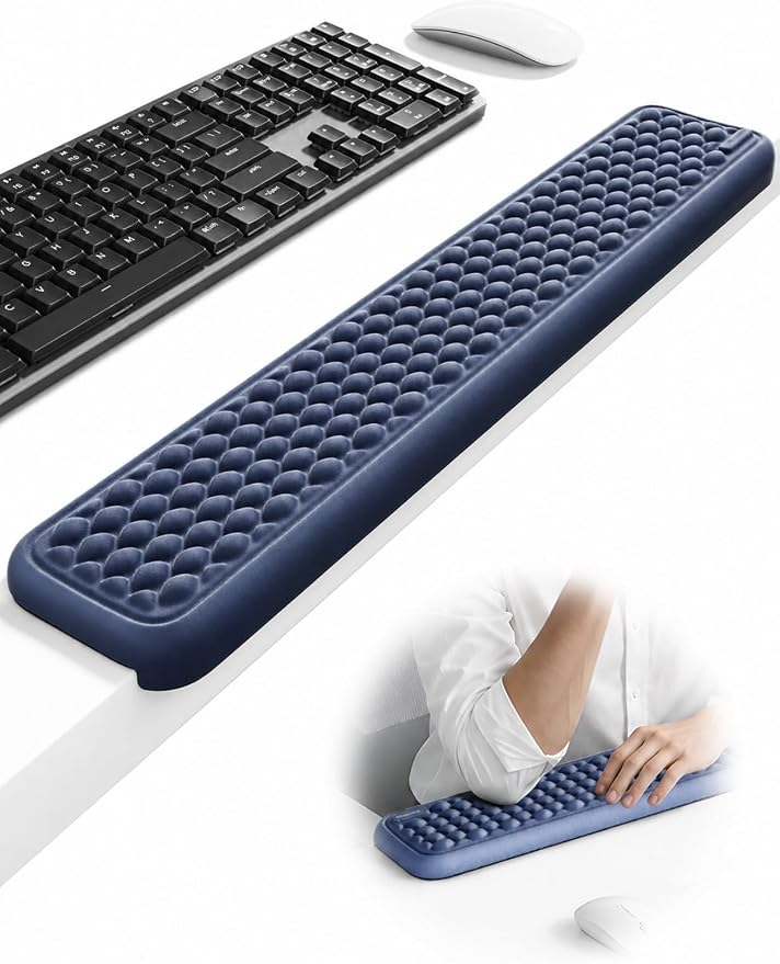Vaydeer Ergonomic Full-Length L-Shaped Elbow Rest Pad, Desk Edge Pad, Blue | Soft Memory Foam Supports Elbow and Forearm, Desk Edge Cushion for Keyboard, Mouse, Office and Gaming Use by Vaydeer