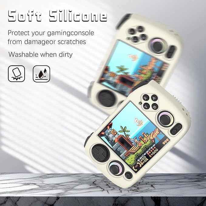 for Anbernic RG CubeXX Silicone Case, Soft Protective Cover Case for RG Cube XX, Drop & Scratch Resistant Washable for RGcubeXX Retro Handheld Game Console Accessories with Lanyard (Off-White) - Image 4