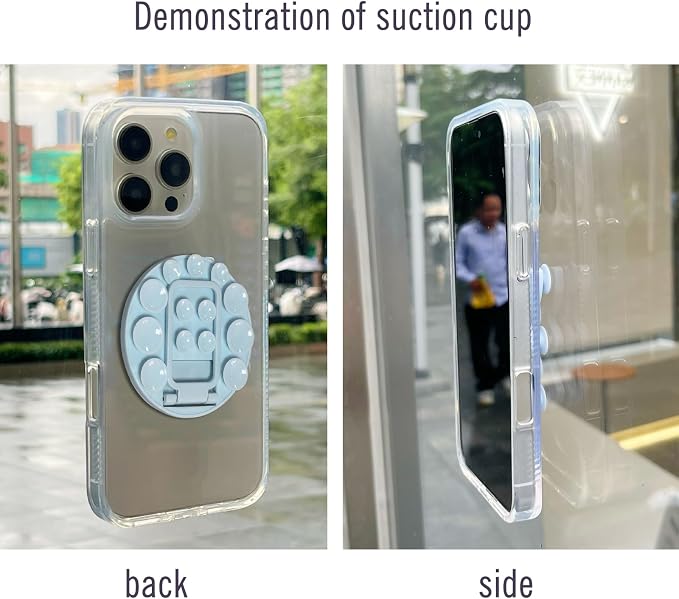 Small Rotundity Suction Cup Suction Phone Card Holder, Desktop Metal Bracket, Phone for iPhone and Android, Hands-Free Sticky Phone Grip Holder Stick On Phone Case for Videos(Green) - Image 6