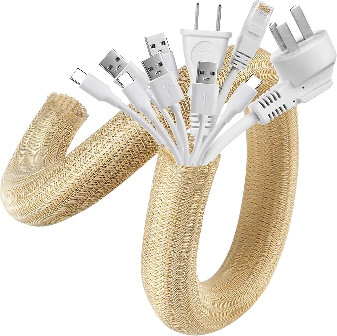 AGPTEK Cable Management Sleeve, 6.6ft - 1.5 inch Cord Hider, Wood Color by AGPTEK