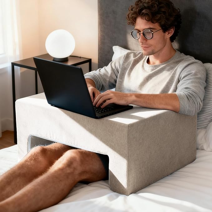 Reading Pillow for Gaming Lap Desk Pillow for Laptop Memory Foam Bed Desk for Reading Working Crocheting Gaming Arm Rest on Bed/Sofa/Floor/Couch/Car (Beige) by VERASCOT