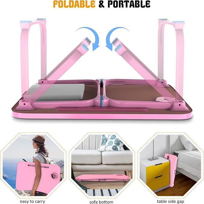 Fayquaze Lap Laptop Desk, Portable Foldable Laptop Bed Table with Storage Drawer and Cup Holder, Lap Desk Lap Bed Stand Tray Table Serving Tray for Eating, Reading and Working - Image 7
