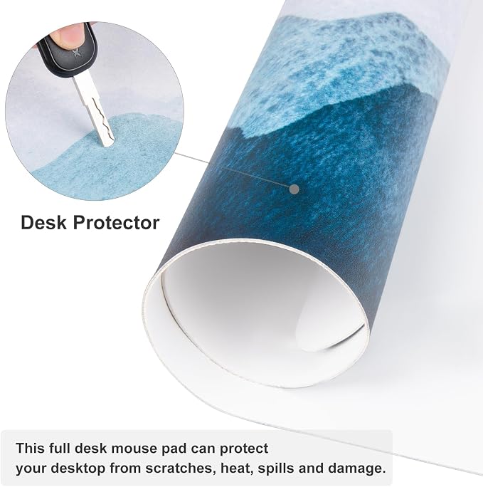 QiyI PU Leather Large Mouse Pad, Office Decor, 31.5" x 15.7", Mountain | Desk Décor Accessories, Extended Size, Waterproof & Easy to Clean, Smooth Surface, Non Slip Desk Organization - Image 3
