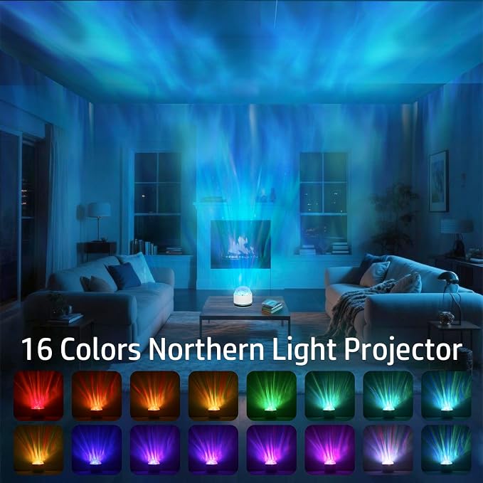Avkast Northern Lights Projector, Rechargeable 16 Color Aurora Night Light Projector Ambient Lighting with Dimmable & Remote Control for Bedroom Kids Teen Girl Gift Room Decor - 2P - Image 2