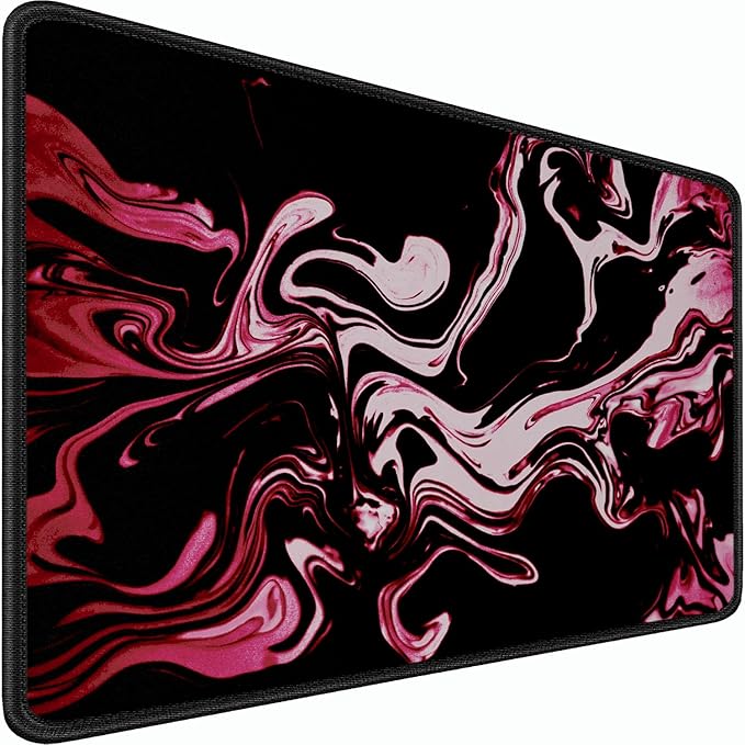Gaming Mouse Pad, 31.5x15.7 inch Large Extended Computer Keyboard Mouse Mat, Water Resist Non-Slip Mousepad Rubber Base Long XXL Desk Mouse Pad for Gaming, Office & Home, Marble Red by Naukay