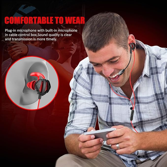 Gaming Headset with Microphone Wired Gaming Earbuds PC for PS4 PS5 One PlayStation 5 Games Mobile Phone,Detachable Stereo Bass Earphones Noise Cancelling Gaming Headphones with Mic Black - Image 5