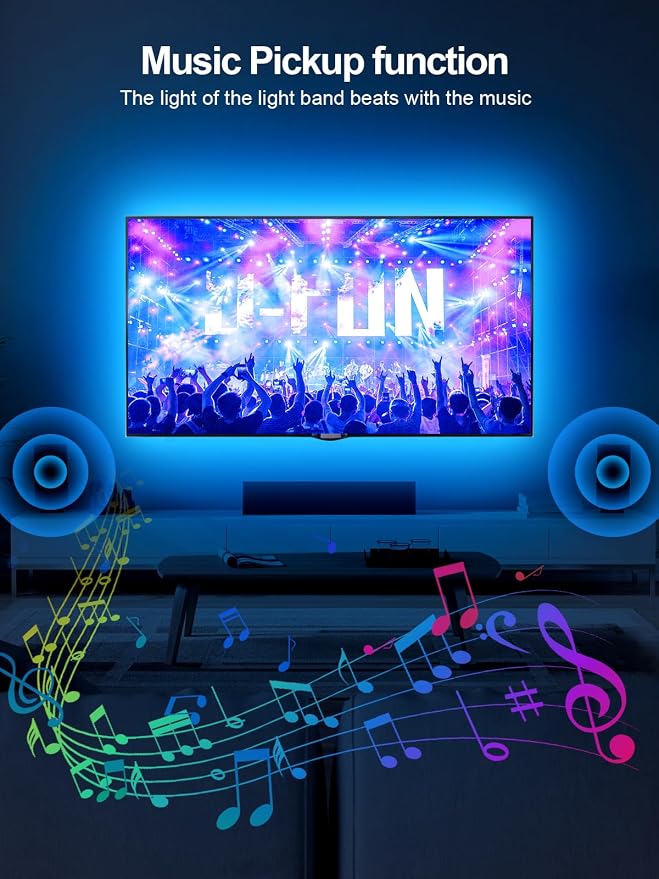 KANTUTOE TV Lights Behind, 19.68ft LED Lights for 55-85 Inch TV, RGB TV Backlight, Music Sync Bluetooth APP and Remote Control Strip Lights USB Powered for Bedroom Gaming Room Decor - Image 4