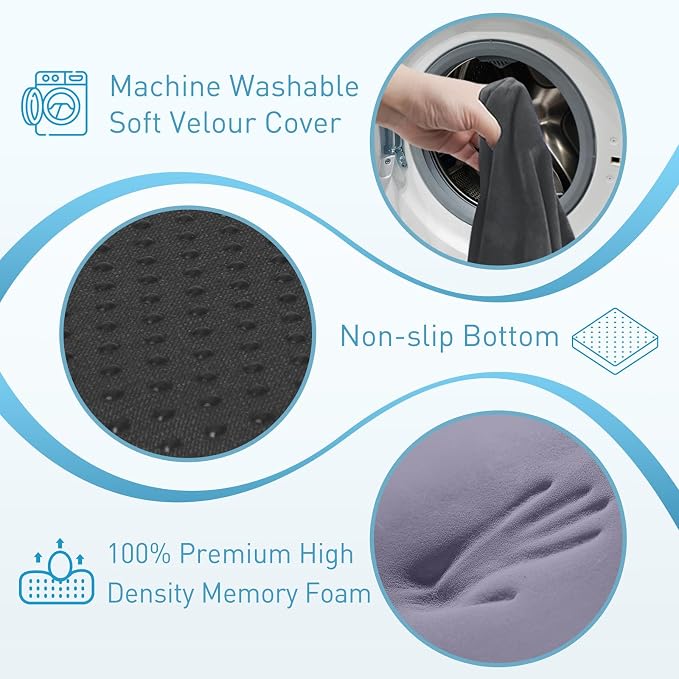 BlissTrends Extra Thick Seat Cushion for Office Chair & Car Seat, Grey | XX-Large Tailbone & Sciatica Relief, Ergonomic Support, High-Density Memory Foam, Comfort for Extended Sitting - Image 3