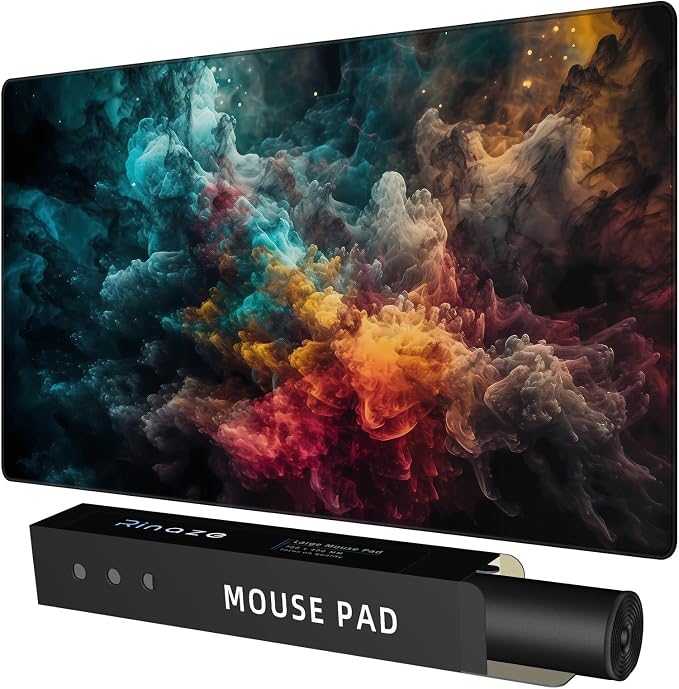 Rinaze Large Gaming Mouse Pad Desk Mat with Superior Micro-Weave Cloth, XXL Big Mousepad with Stitched Edges, Anti-Slip Desk Keyboard Pad for Gaming, Office and Home by Rinaze