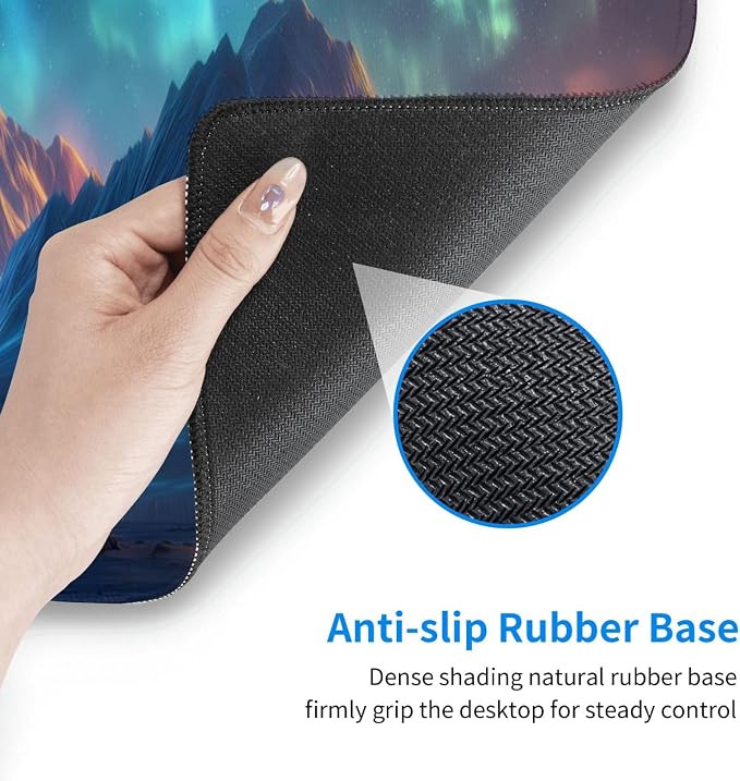 Gaming Mouse Pad Desk Pad,Extended Big Mouse Pad,31.5x11.8 Inch Long Computer Keyboard Mouse Mat Mousepad with 3mm Non-Slip Base and Stitched Edge for Gaming and Office… (Aurora) - Image 6