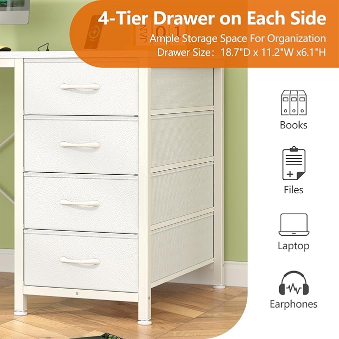 50 Inch Computer Desk with 8 Drawers for Home Office, Bedroom, Living Room - Image 7