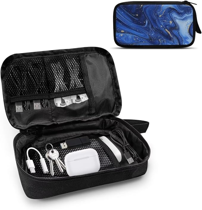 Marble Electronics Case Portable Electronic Accessories Carry Case Tech Pouch for Cable Cord Charger Phone Earphone Power Bank SD Card Travel Use - Image 2