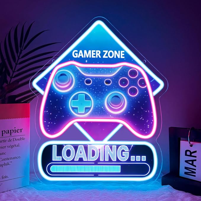 Gamer Neon Sign,Gaming Neon Sign for Boys Room Decor,Game Controller LED Neon Signs for Gaming Room Decor,Game Zone Neon Signs for Game Wall Decor, Cool Gamer Gifts for Teenage Boys,Kids - Image 2